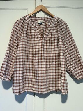 Universal Thread Plaid Cotton Peasant Blouse